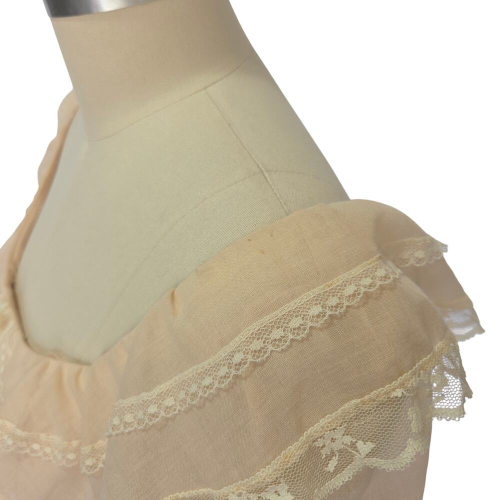Gunne Sax Peplum Midi Dress Size S 7 9 Pink Corset Vintage 70s Prairie Bridal - Picture 9 of 14